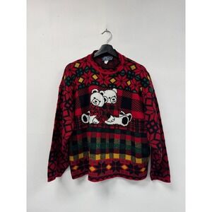 Vintage JJ Browne Sweater Womens Large Red Bear Ugly Christmas Holiday Knit 90s